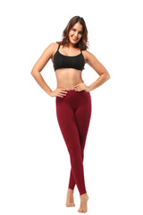 Leggings - Cropped Low-rise Solid Burgundy