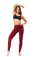 Leggings - Cropped Low-rise Solid Burgundy